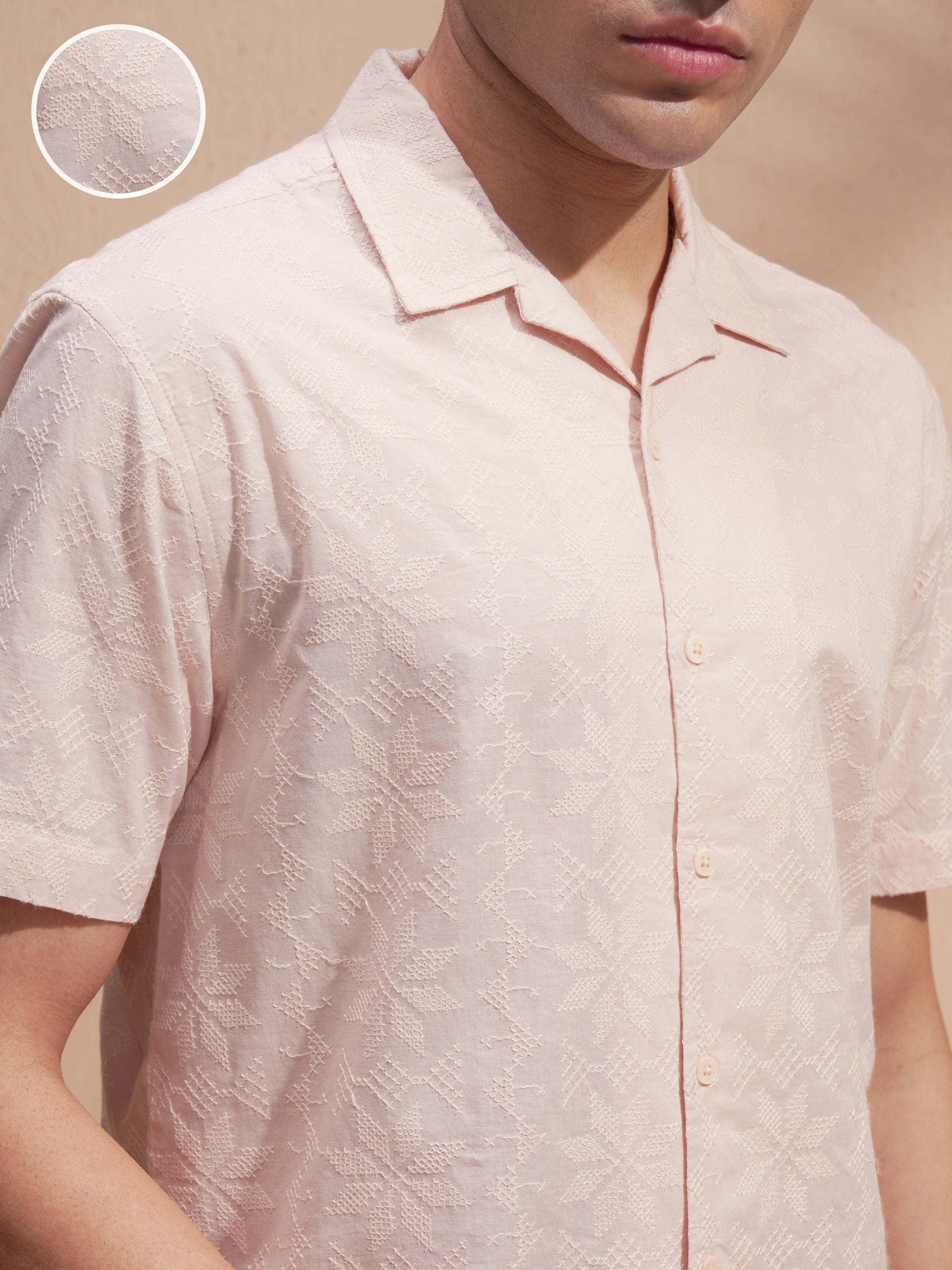 Highlander Men Pink Self Design Relaxed Fit Casual Shirt - Pink - Image 5