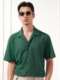 Highlander Men Teal Self Design Relaxed Fit Casual Shirt - Teal - Image 1