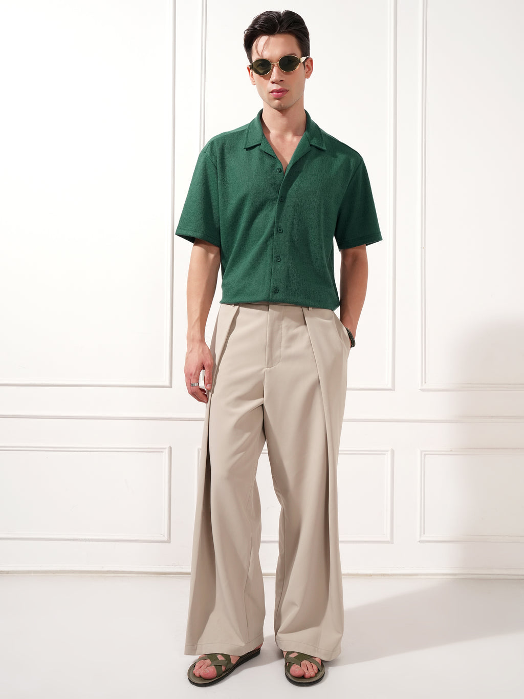 Highlander Men Teal Self Design Relaxed Fit Casual Shirt - Teal - Image 2
