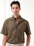 Highlander Men Brown Self Design Relaxed Fit Casual Shirt - Brown - Image 1