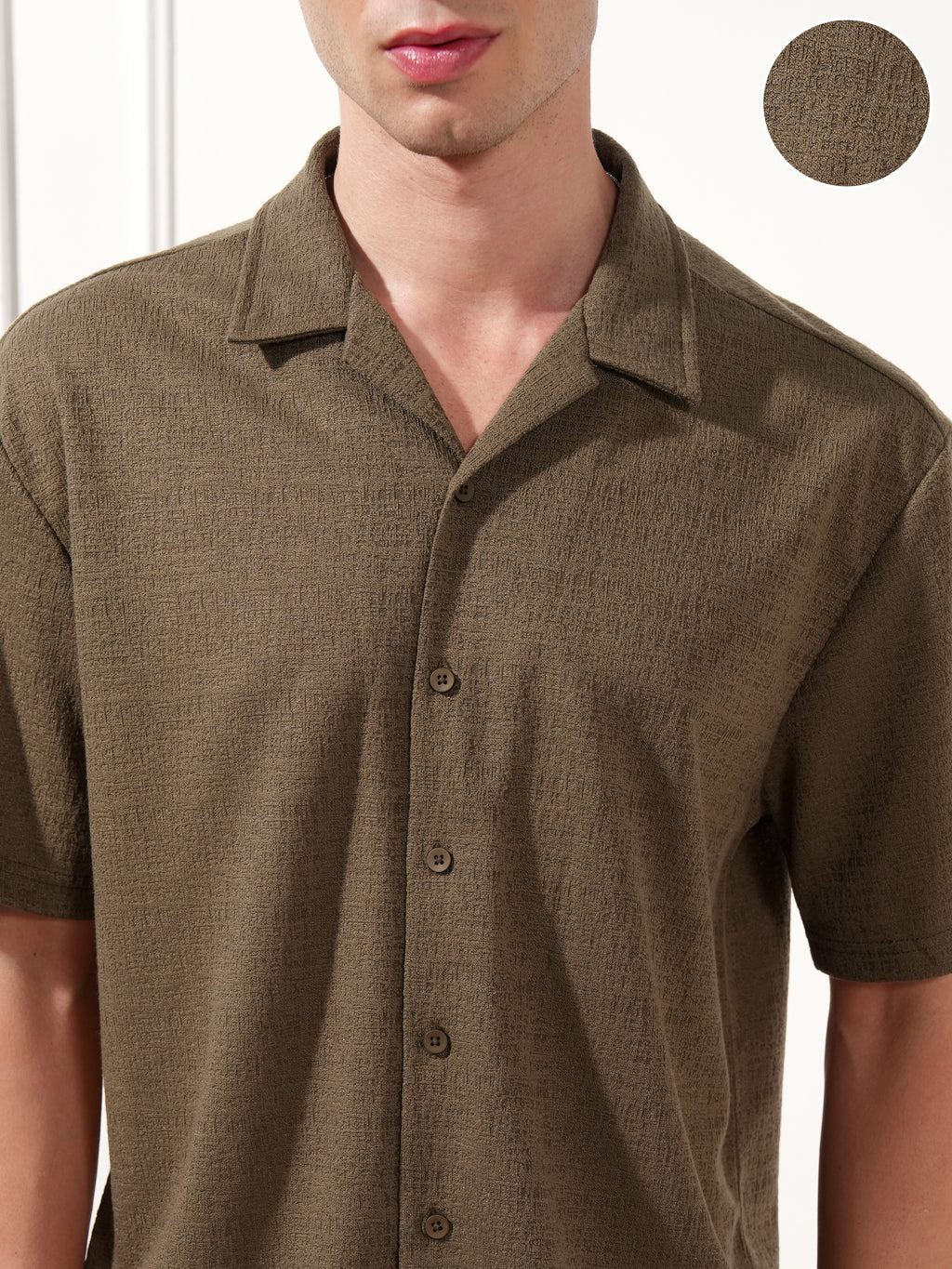 Highlander Men Brown Self Design Relaxed Fit Casual Shirt - Brown - Image 5
