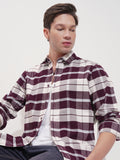 Highlander Men Maroon Checked Slim Fit Casual Shirt - Maroon - Image 1