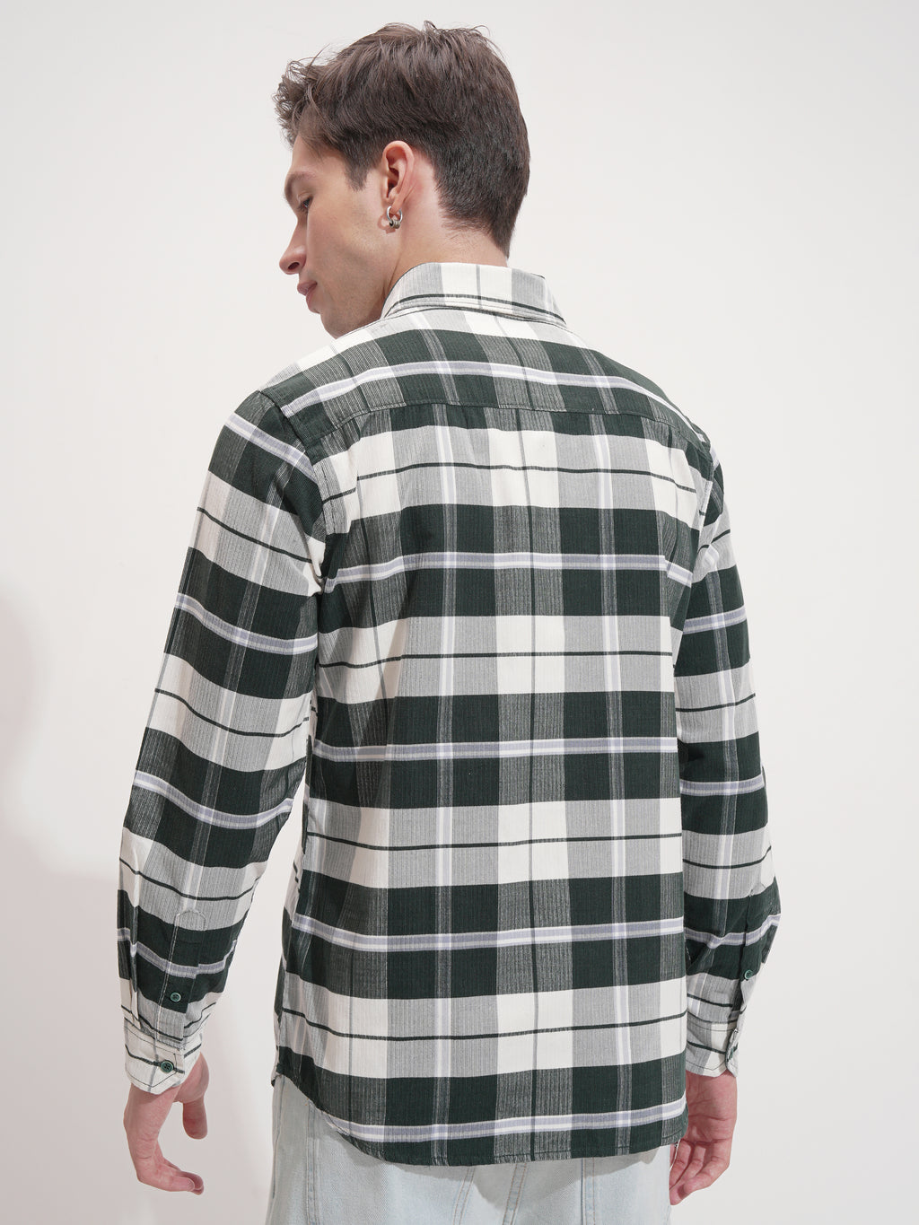 Highlander Men Green Checked Slim Fit Casual Shirt - Green - Image 3