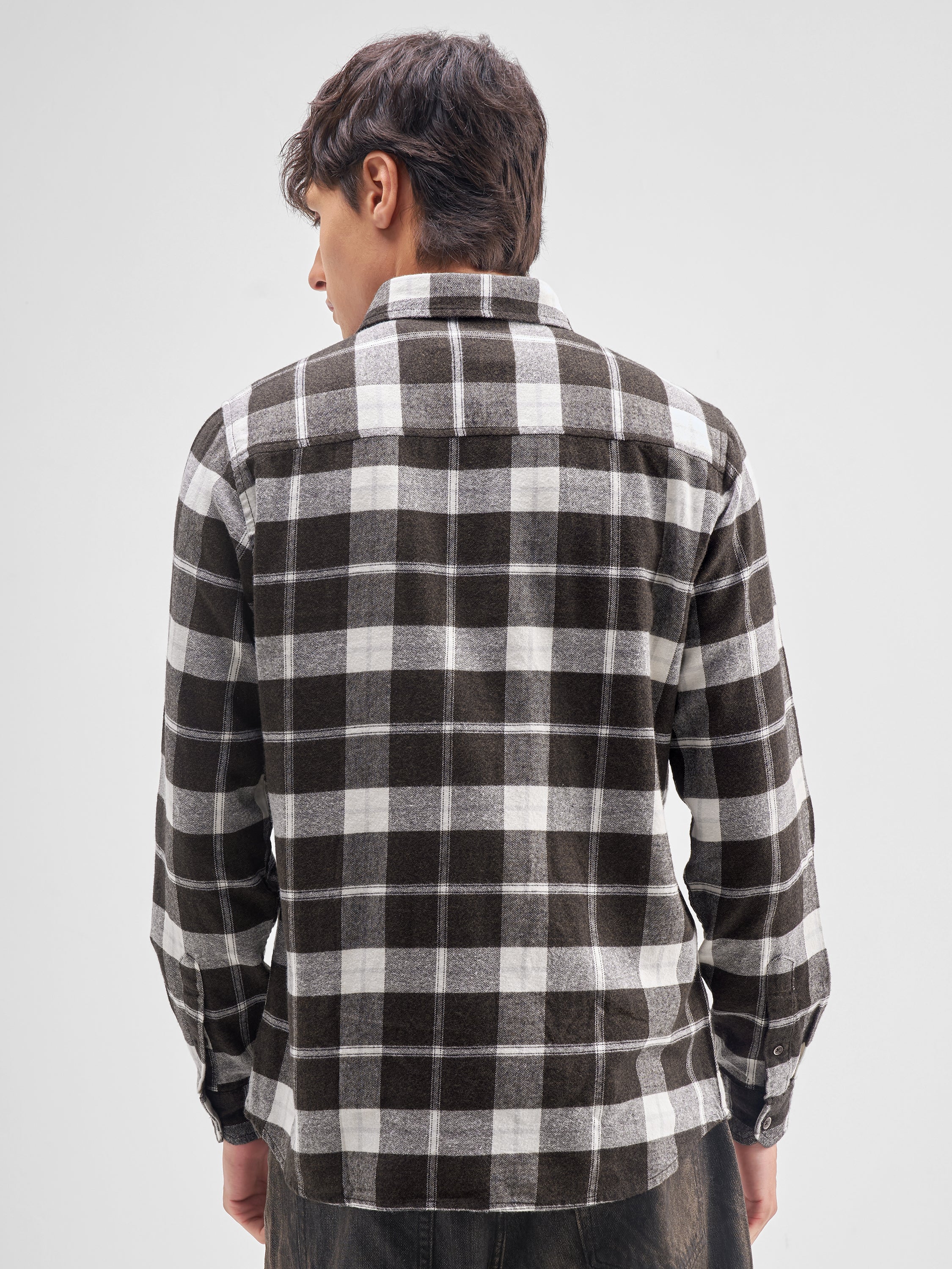 Highlander Men Brown Checked Regular Fit Casual Shirt - Brown - Image 3