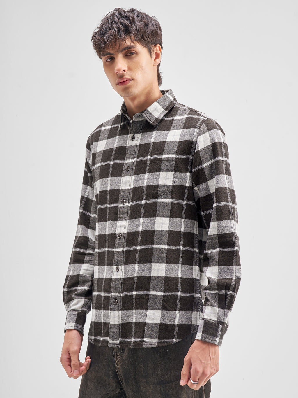 Highlander Men Brown Checked Regular Fit Casual Shirt - Brown - Image 4