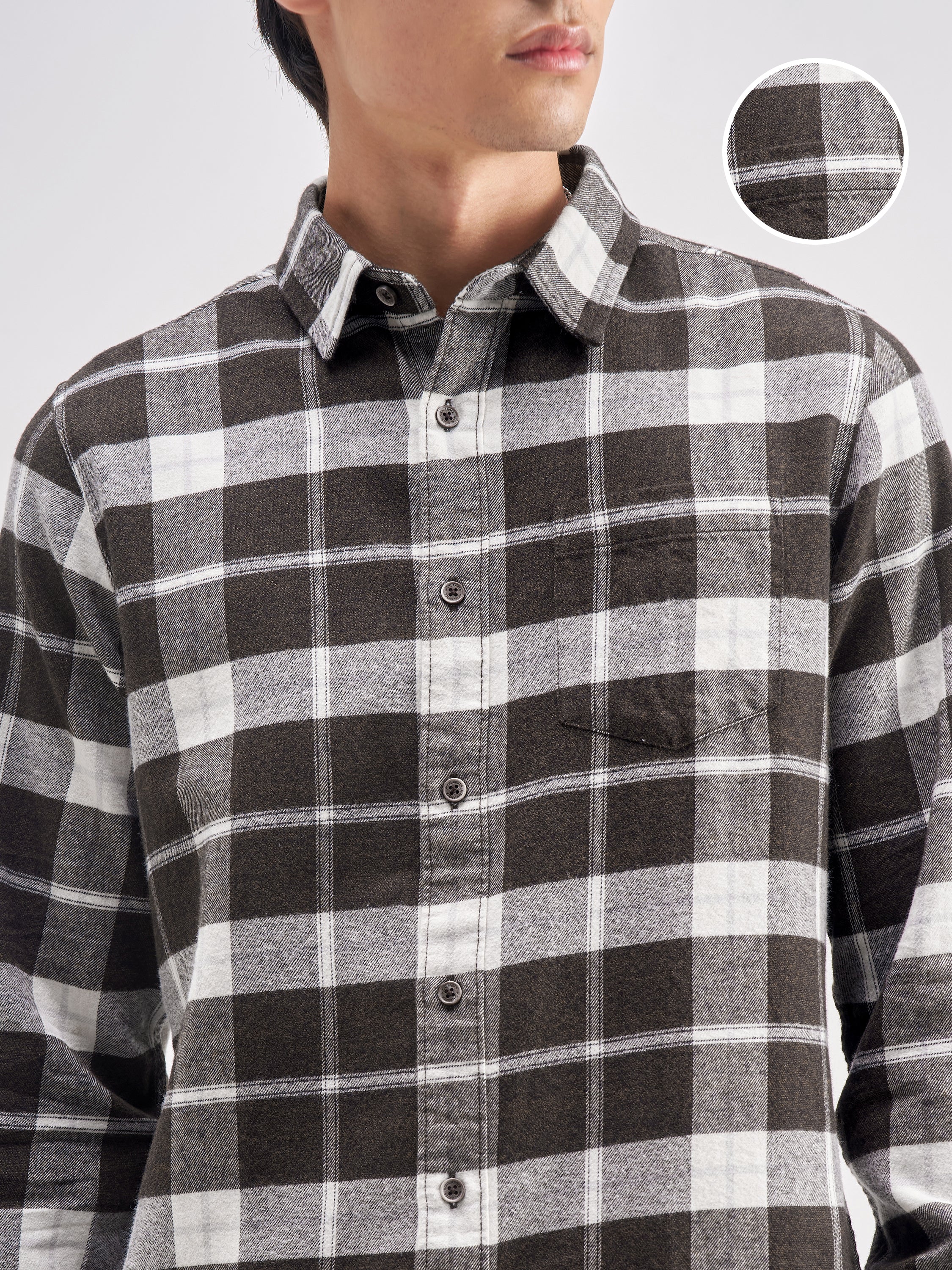 Highlander Men Brown Checked Regular Fit Casual Shirt - Brown - Image 5
