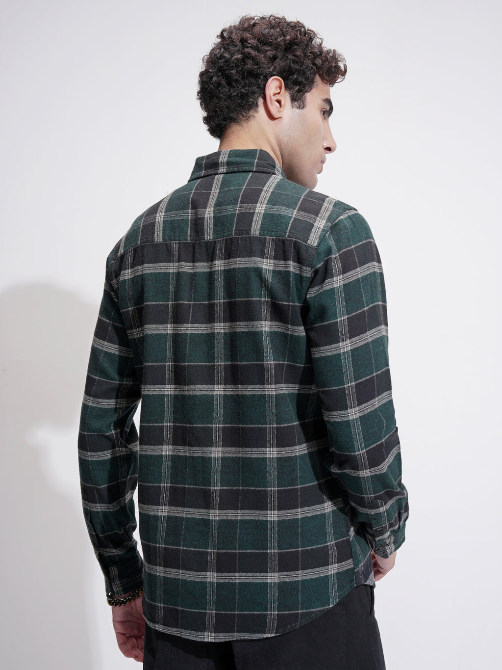 Highlander Men Green Checked Slim Fit Casual Shirt - Green - Image 3