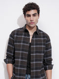 Highlander Men Brown Checked Slim Fit Casual Shirt - Brown - Image 1