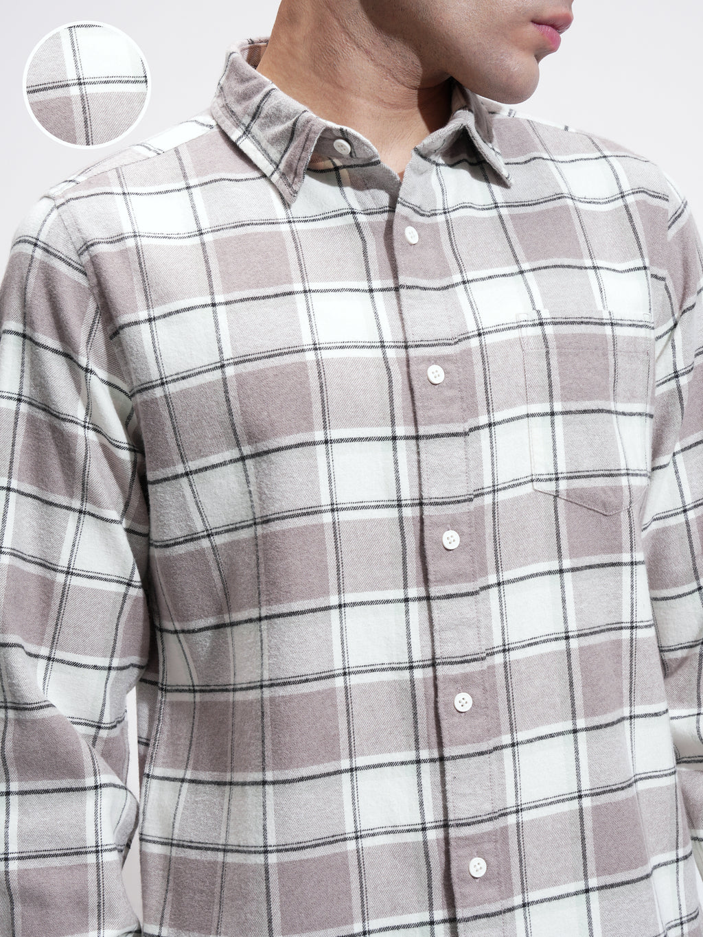 Highlander Men Tan Checked Slim Fit Casual Shirt - Tan - Image 5