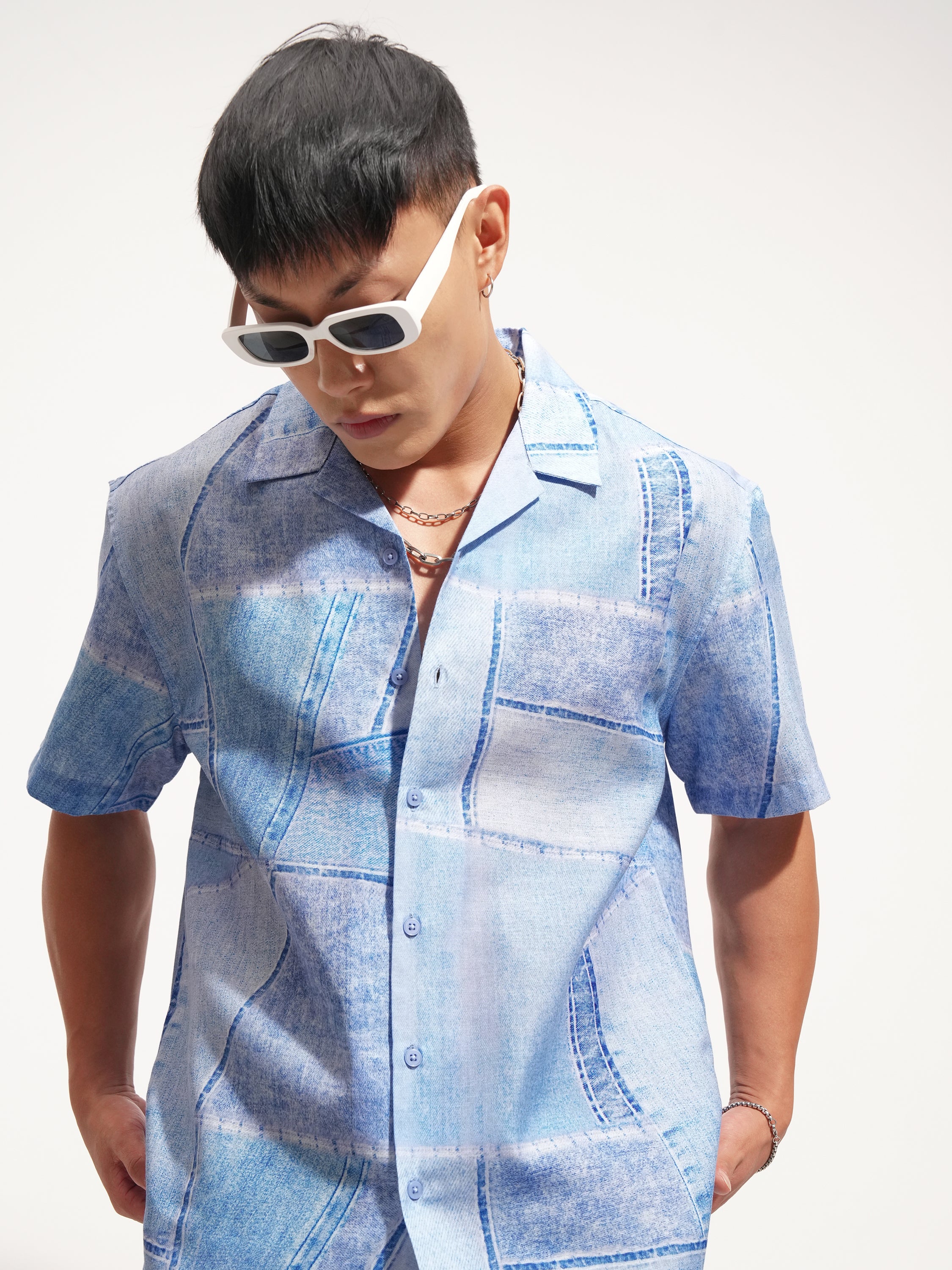Highlander Men Blue Printed Relaxed Fit Casual Shirt - Blue - Image 1