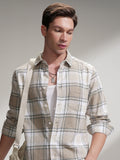 Highlander Men Beige Checked Slim Fit Casual Shirt - Beige - Image 1