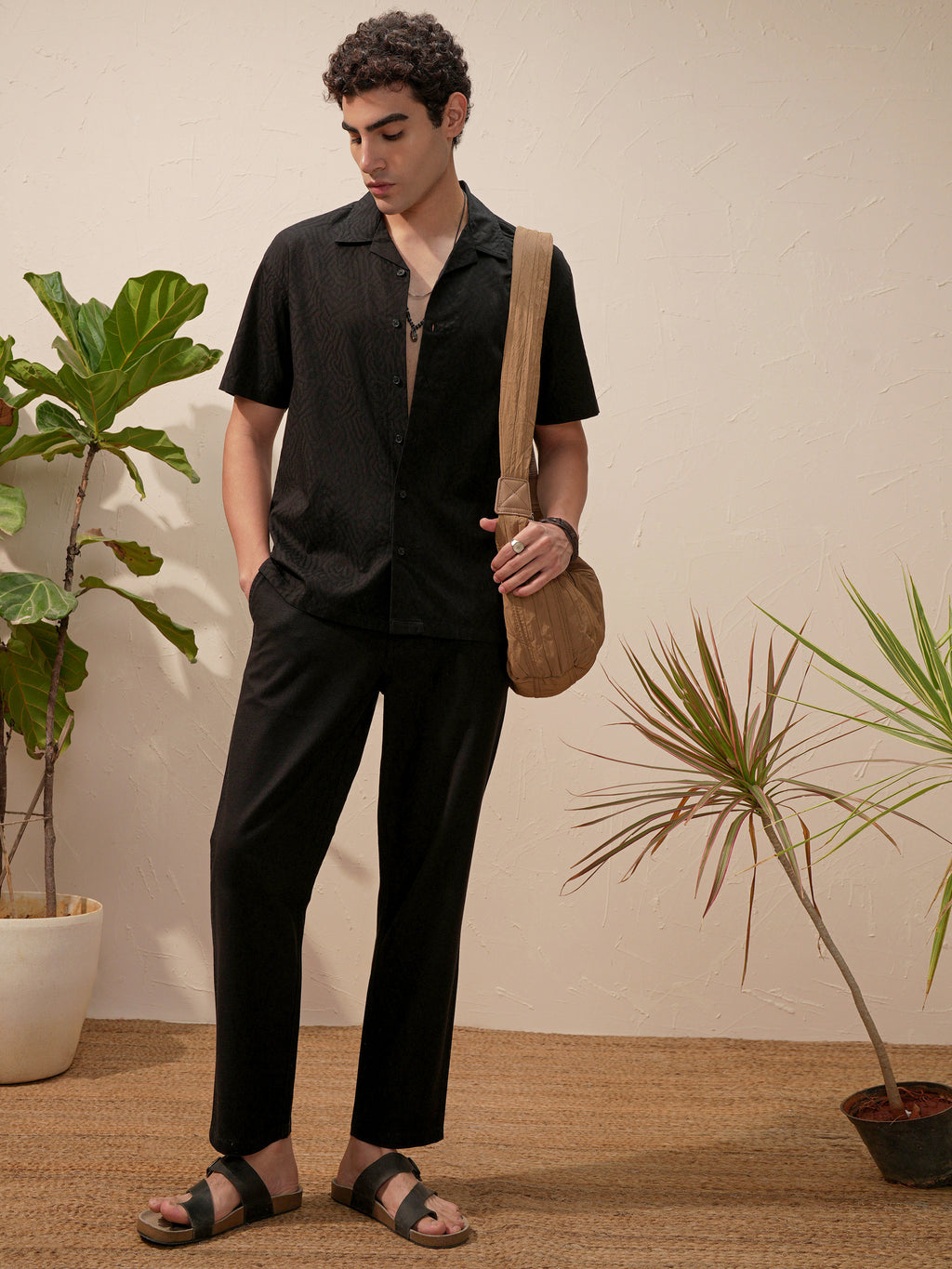 Highlander Men Black Self Design Relaxed Fit Casual Shirt - Black - Image 2