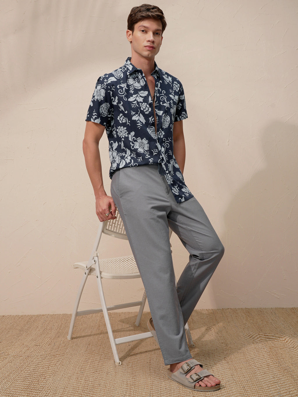 Highlander Men Navy Blue Printed Relaxed Fit Casual Shirt - Navy Blue - Image 2