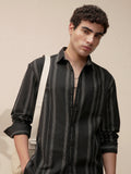 Highlander Men Black Striped Relaxed Fit Casual Shirt - Black - Image 1