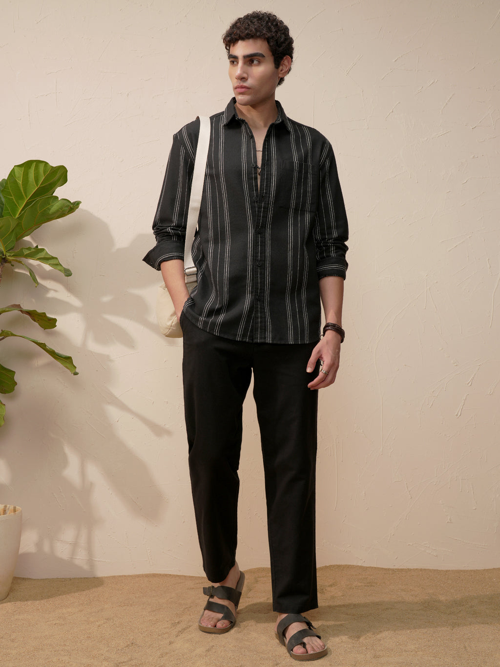 Highlander Men Black Striped Relaxed Fit Casual Shirt - Black - Image 2