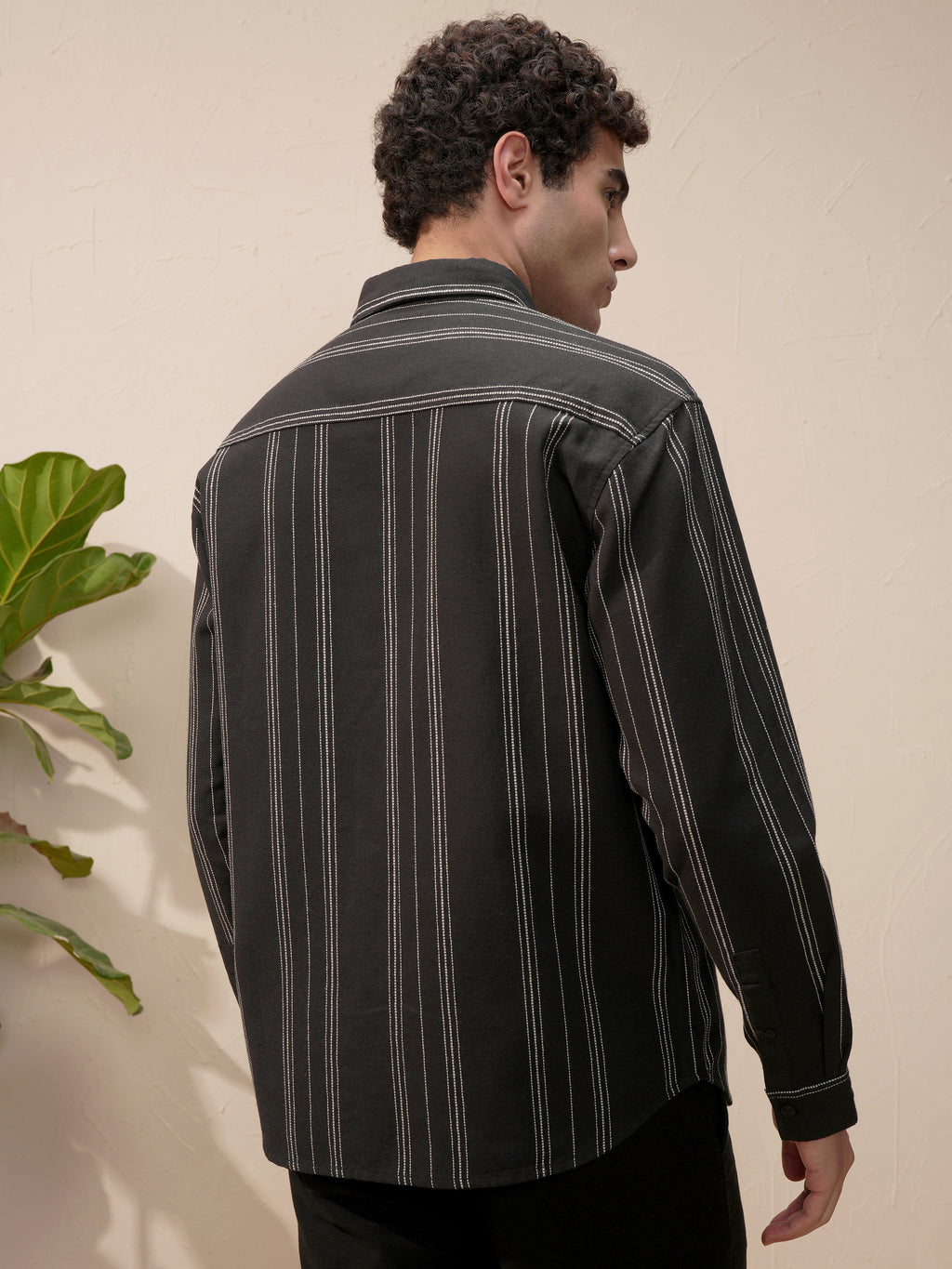 Highlander Men Black Striped Relaxed Fit Casual Shirt - Black - Image 3