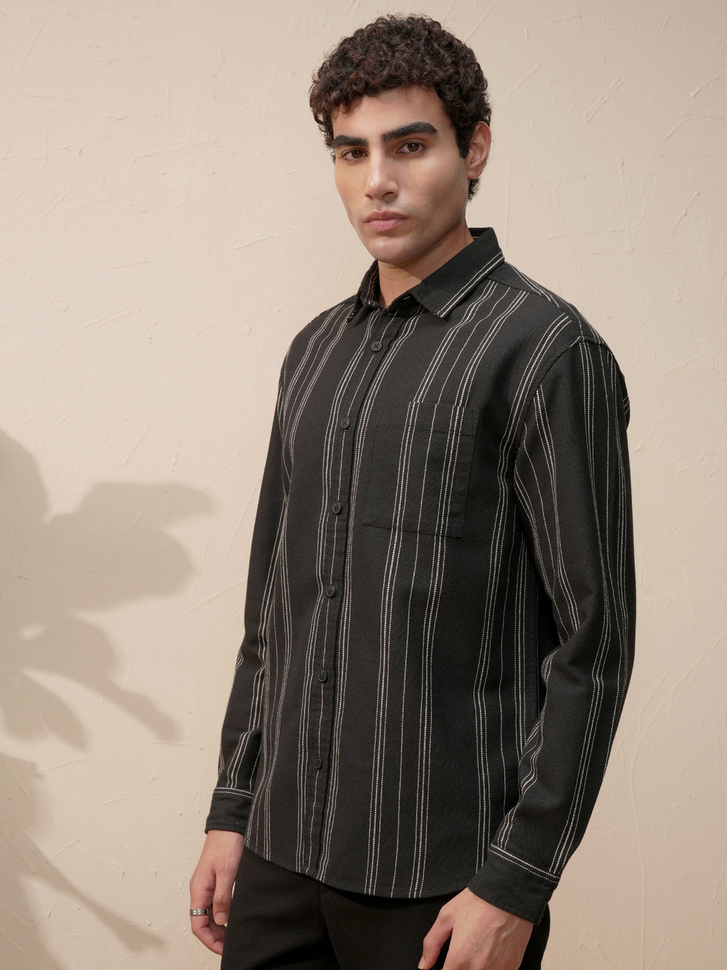Highlander Men Black Striped Relaxed Fit Casual Shirt - Black - Image 4