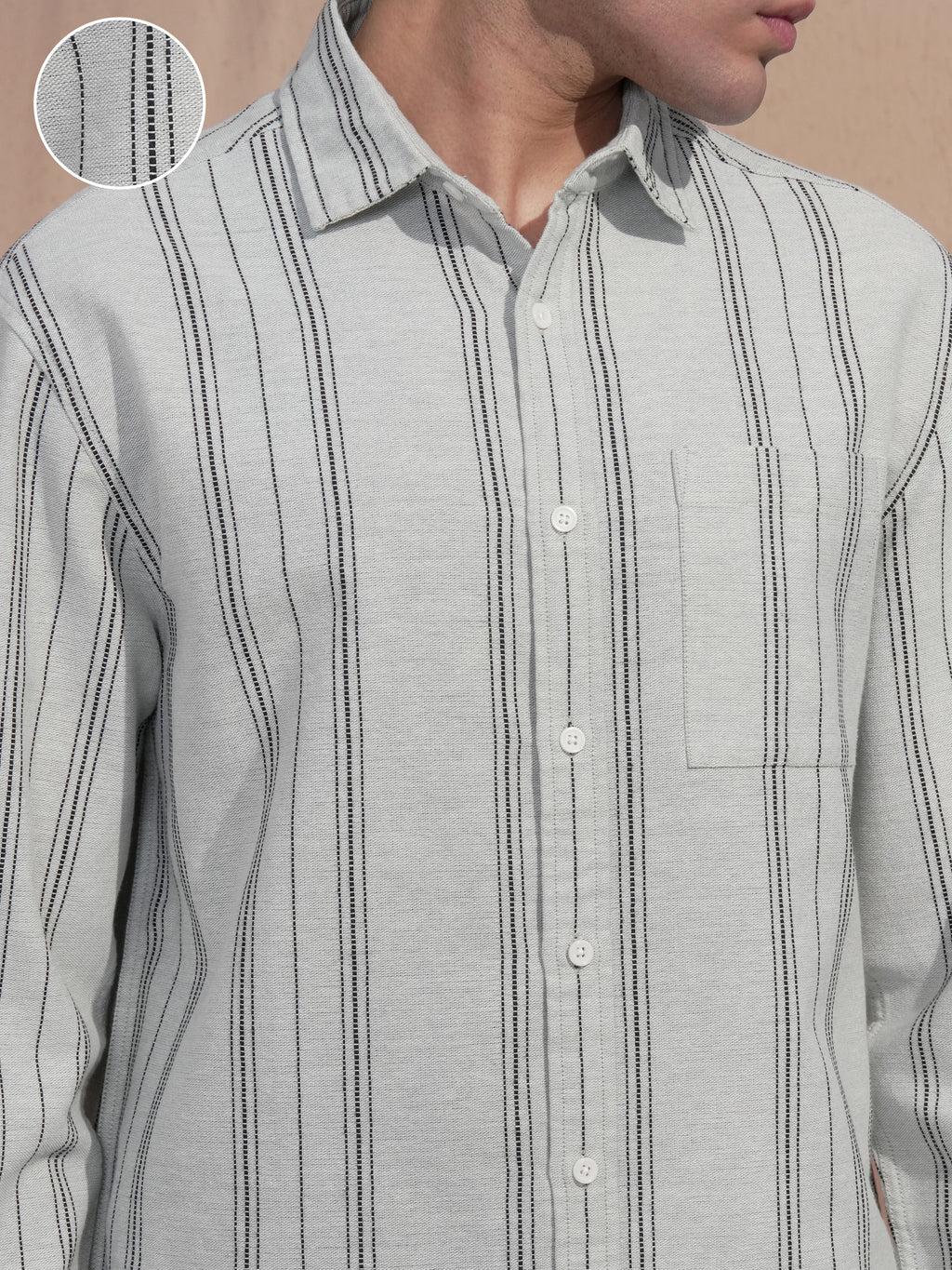Highlander Men Sage Striped Relaxed Fit Casual Shirt - Sage - Image 5