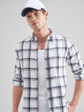 Highlander Men White Checked Slim Fit Casual Shirt - White - Image 1