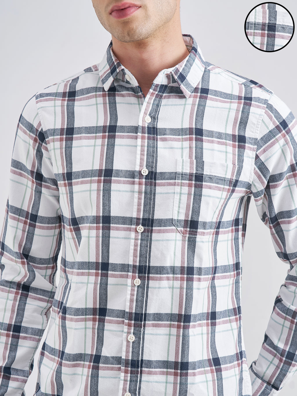 Highlander Men White Checked Slim Fit Casual Shirt - White - Image 5