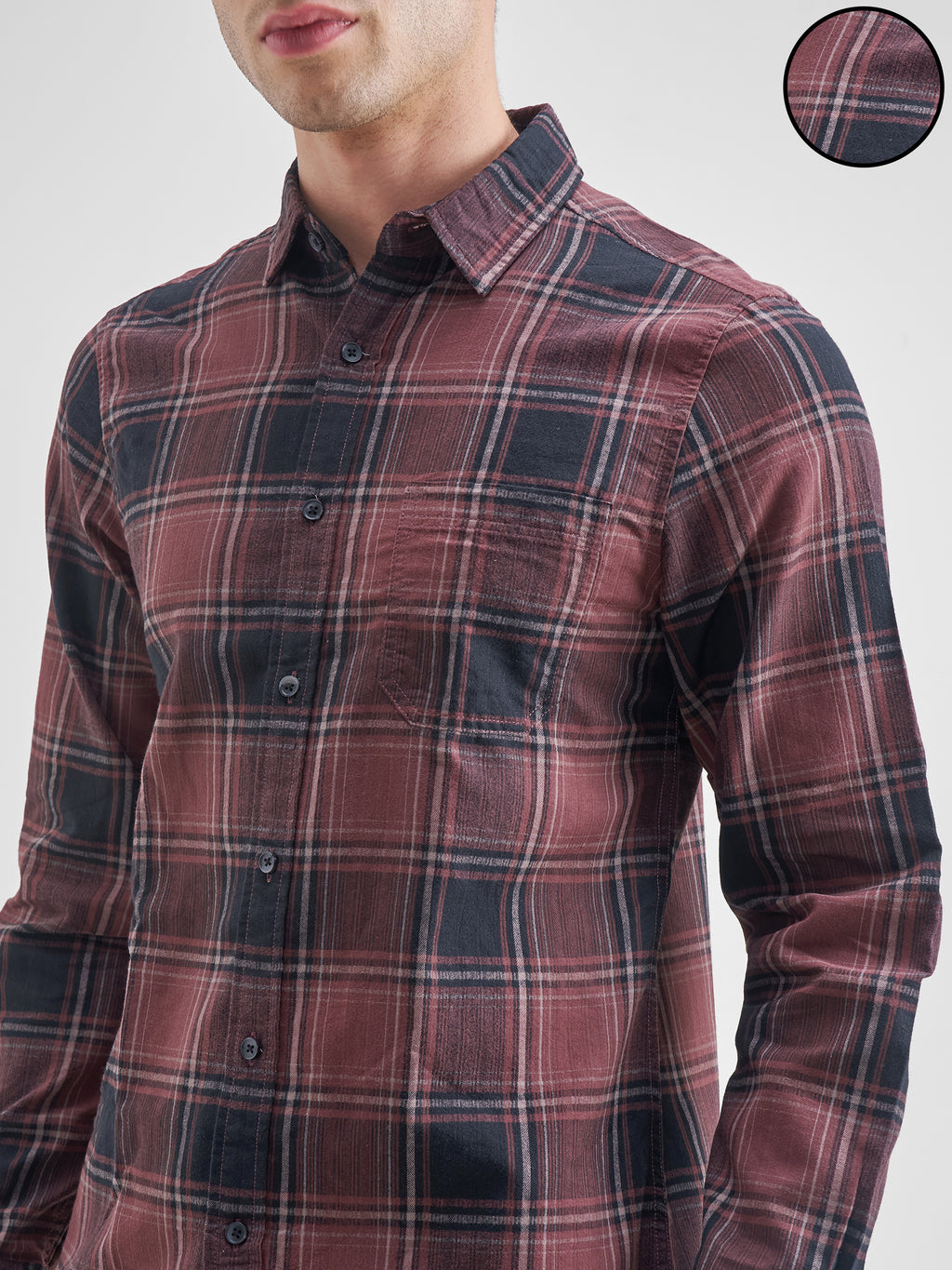 Highlander Men Maroon Checked Slim Fit Casual Shirt - Maroon - Image 5