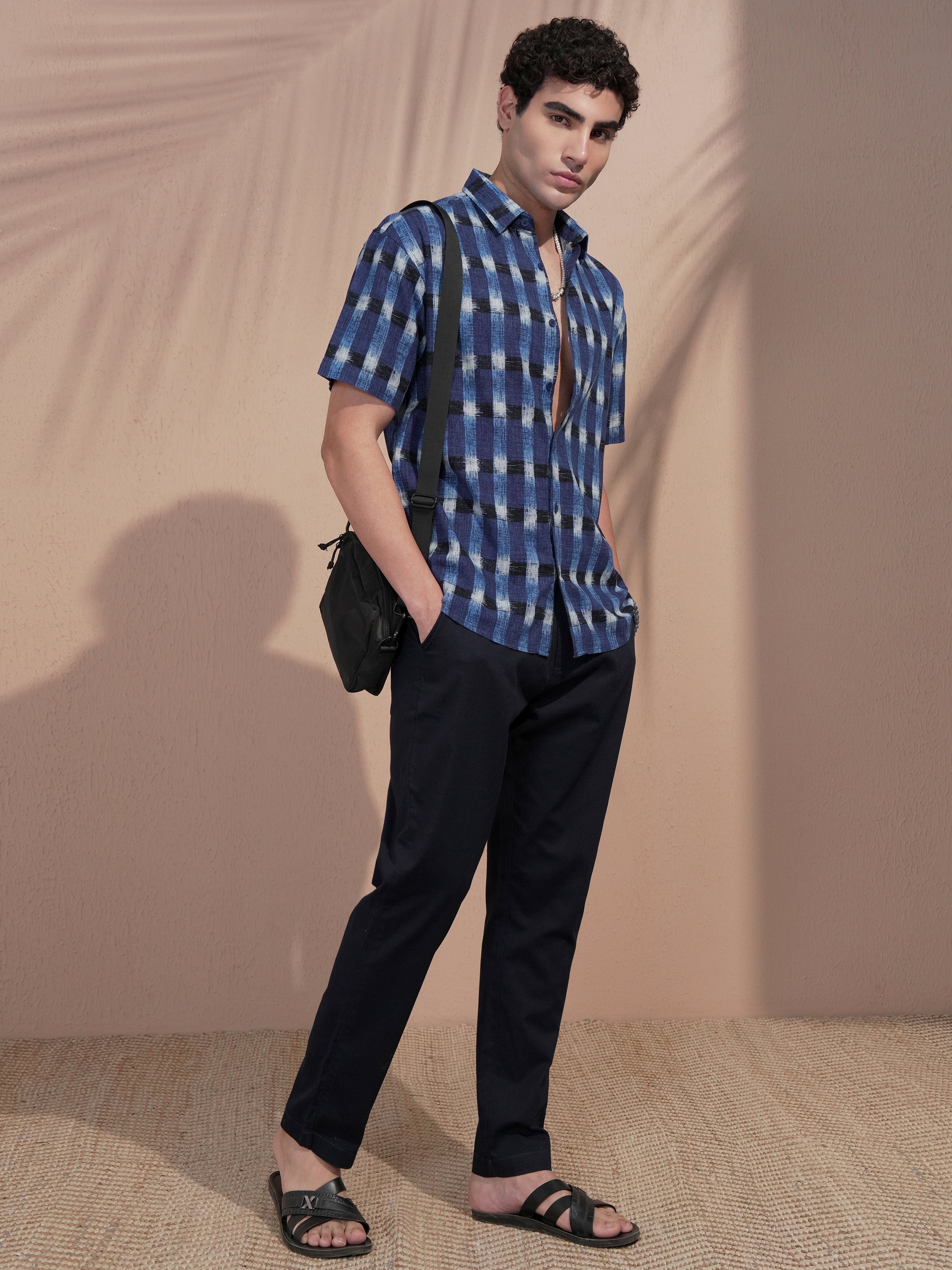 Highlander Men Blue Checked Relaxed Fit Casual Shirt - Blue - Image 2