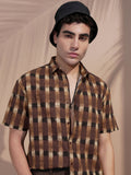 Highlander Men Brown Checked Relaxed Fit Casual Shirt - Brown - Image 1