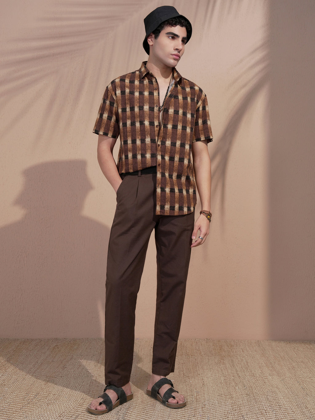 Highlander Men Brown Checked Relaxed Fit Casual Shirt - Brown - Image 2