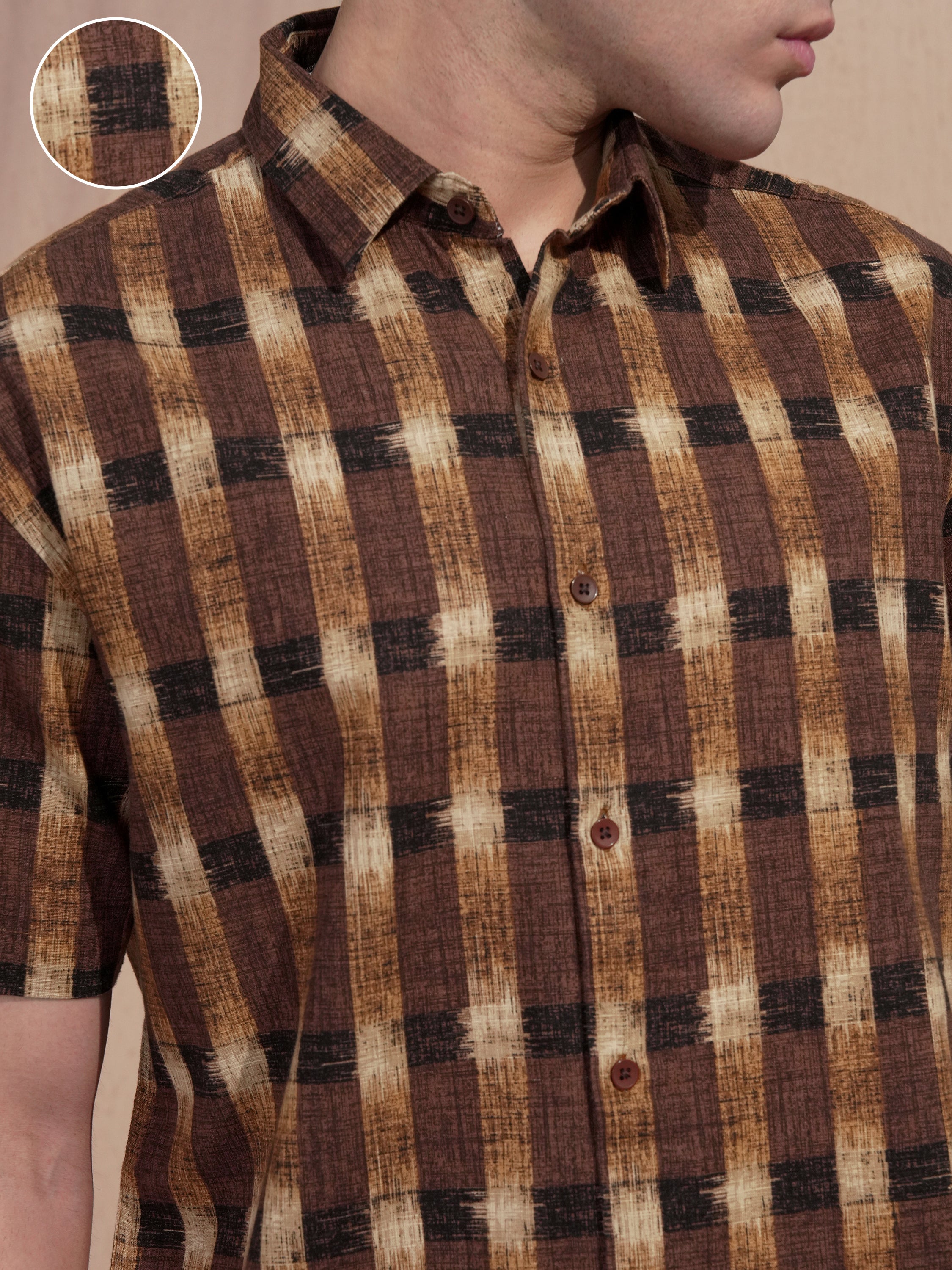 Highlander Men Brown Checked Relaxed Fit Casual Shirt - Brown - Image 5
