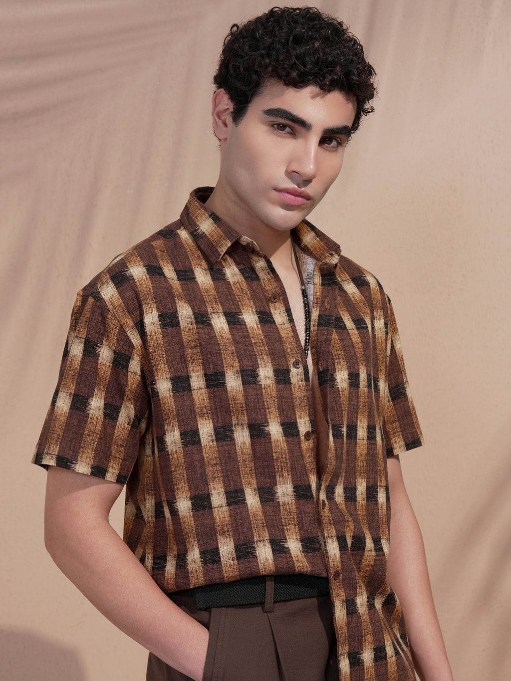 Highlander Men Brown Checked Relaxed Fit Casual Shirt - Brown - Image 6