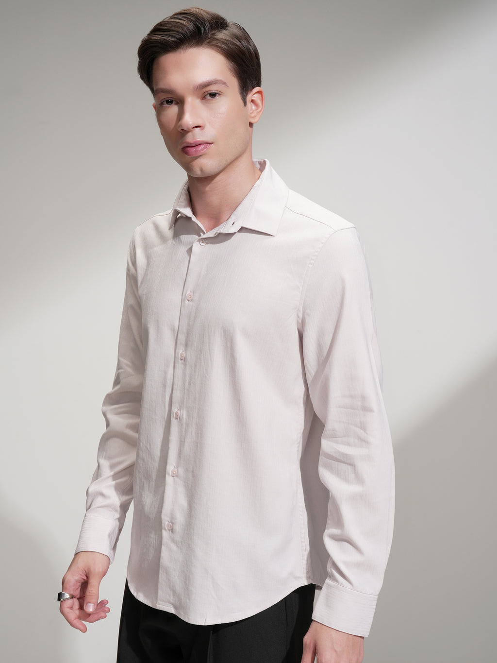 Highlander Men Pink Self Design Slim Fit Casual Shirt - Pink - Image 4