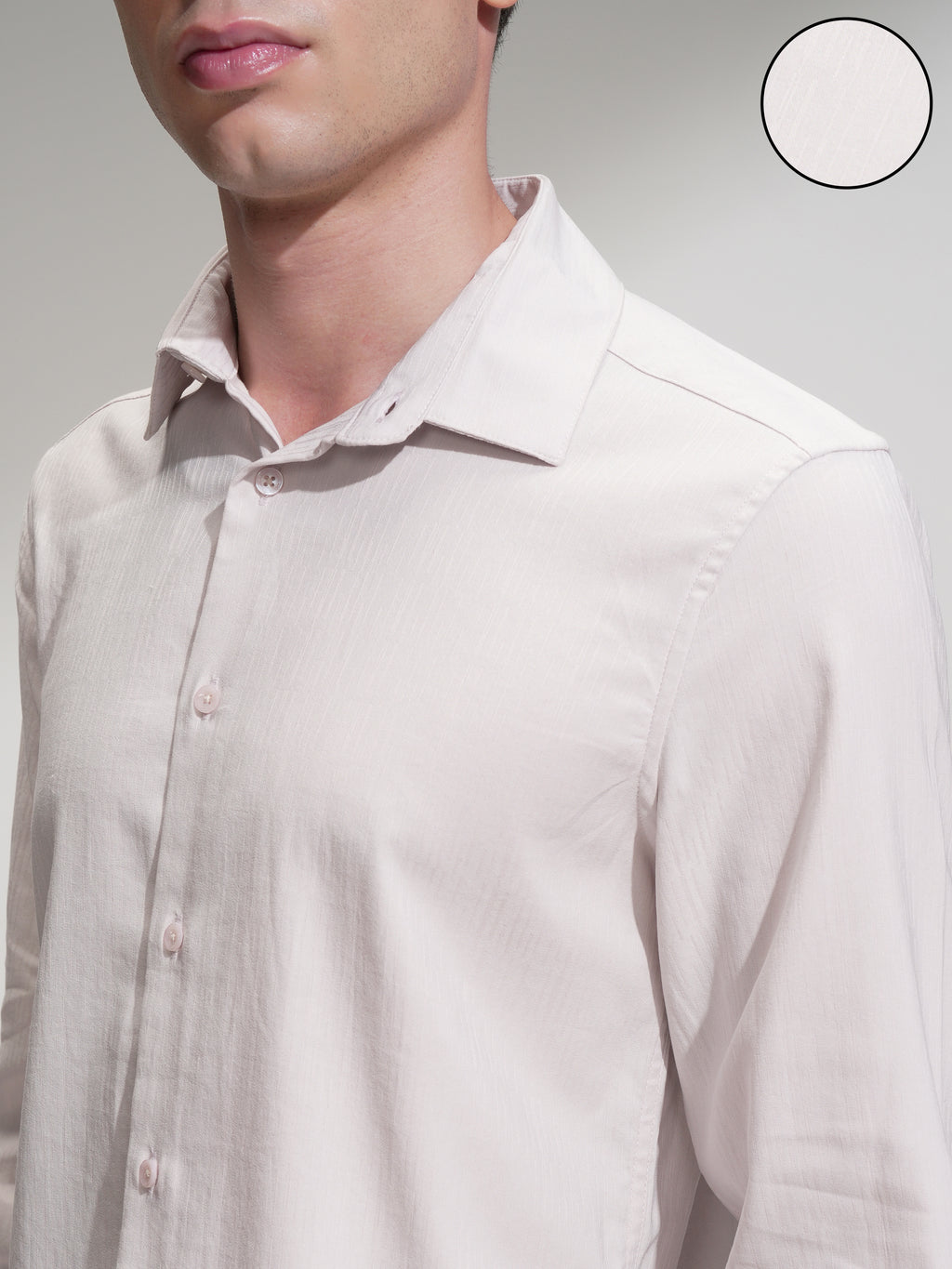 Highlander Men Pink Self Design Slim Fit Casual Shirt - Pink - Image 5