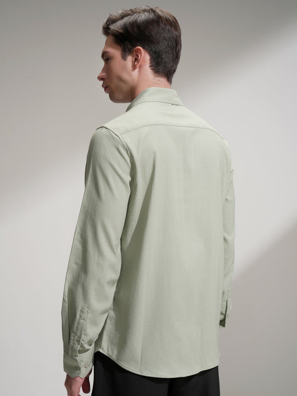 Highlander Men Green Self Design Slim Fit Casual Shirt - Green - Image 3