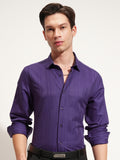Highlander Men Purple Self Design Slim Fit Casual Shirt - Purple - Image 1