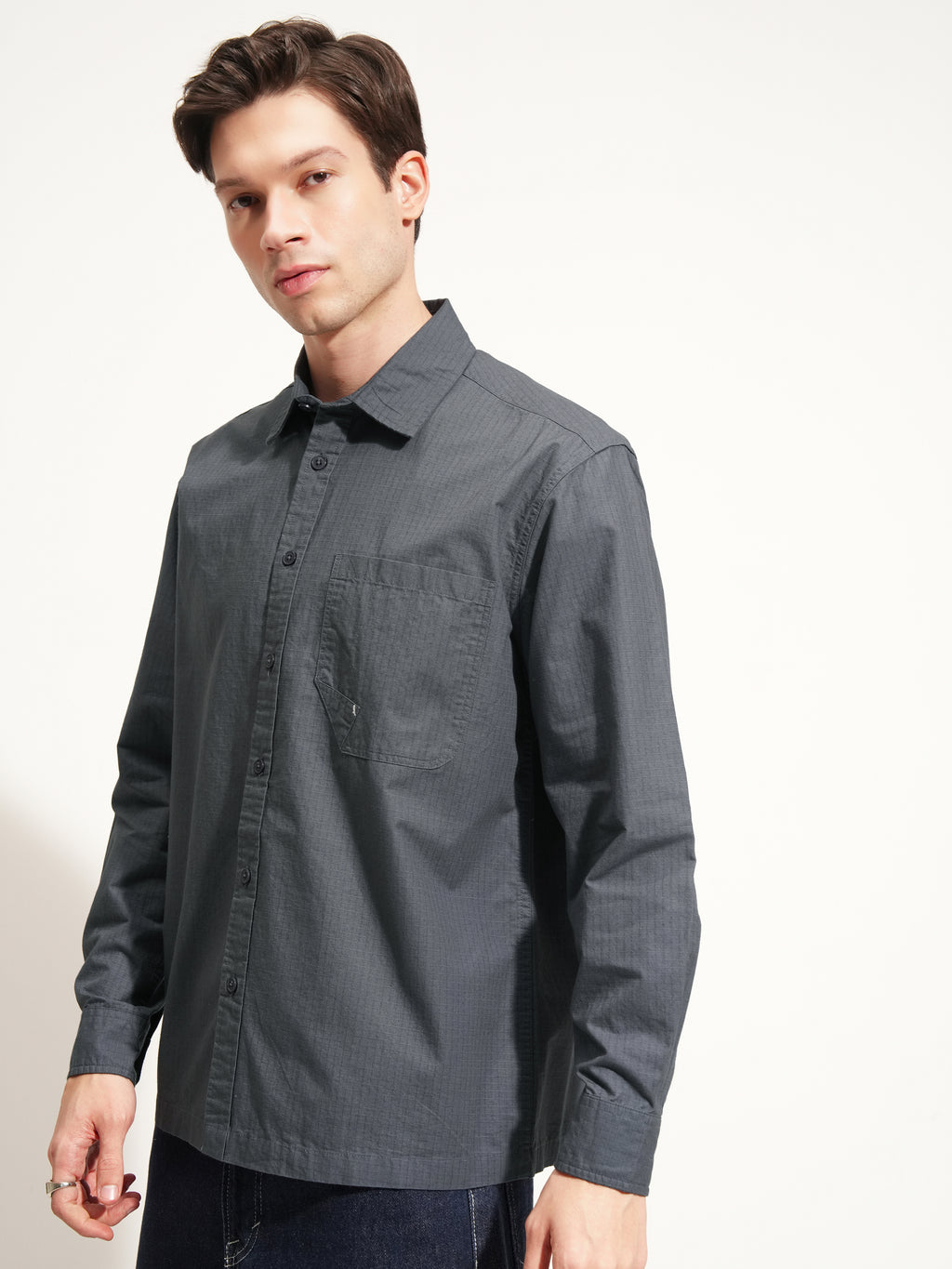 Highlander Men Blue Checked Oversized Fit Casual Shirt - Blue - Image 6