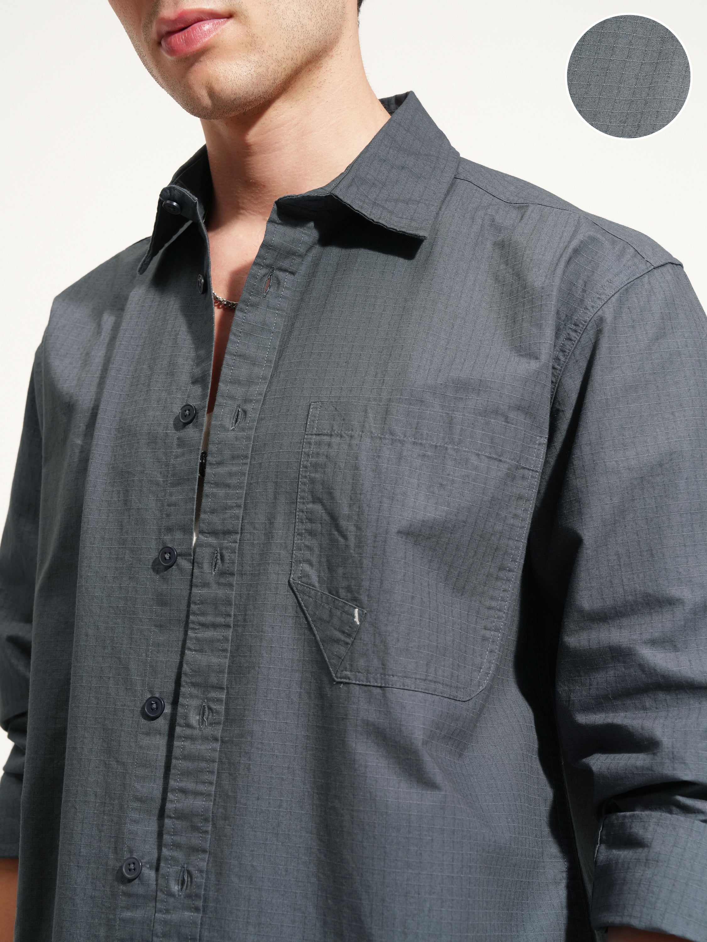 Highlander Men Blue Checked Oversized Fit Casual Shirt - Blue - Image 9