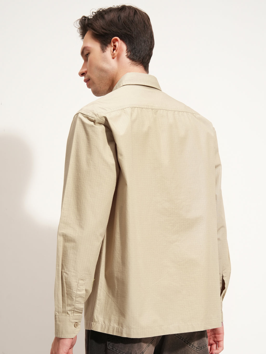 Highlander Men Beige Solid Oversized Fit Casual Shirt - Beige - Image 3