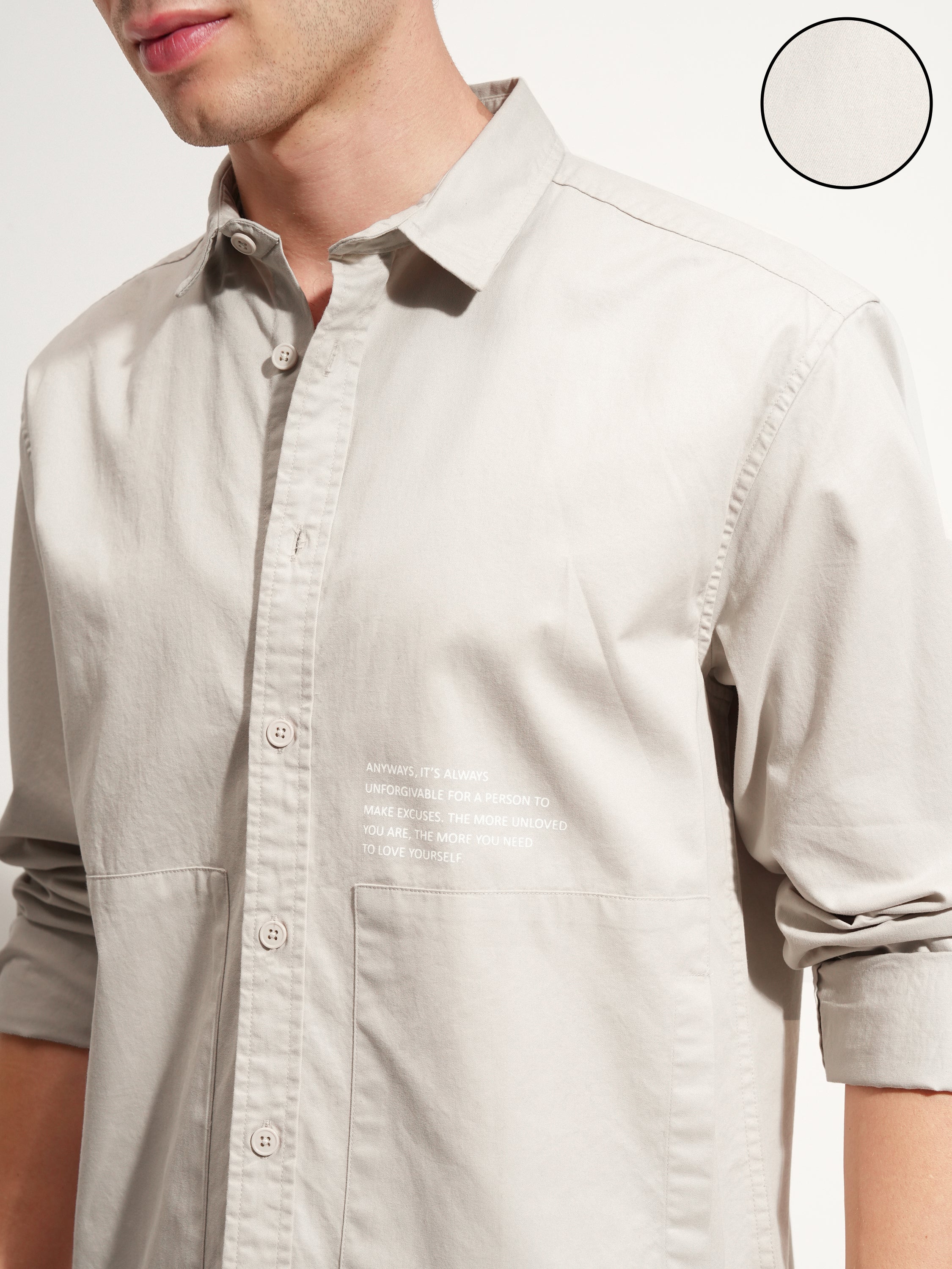 Highlander Men Grey Printed Oversized Fit Casual Shirt - Grey - Image 5