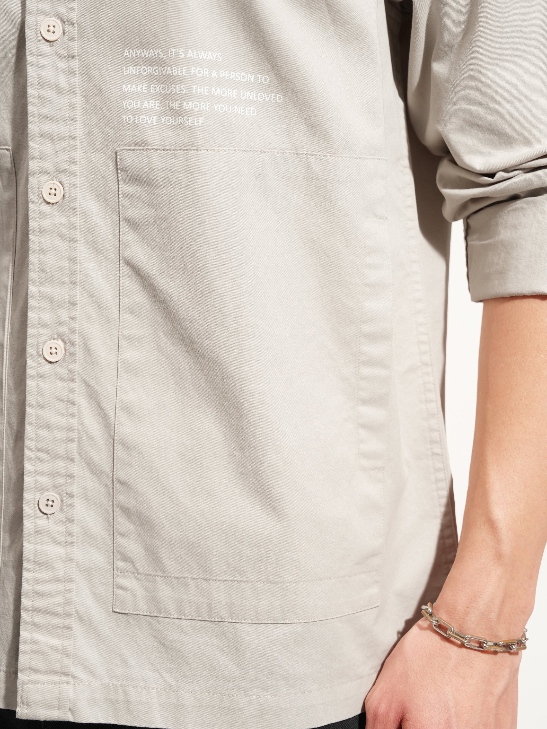 Highlander Men Grey Printed Oversized Fit Casual Shirt - Grey - Image 7