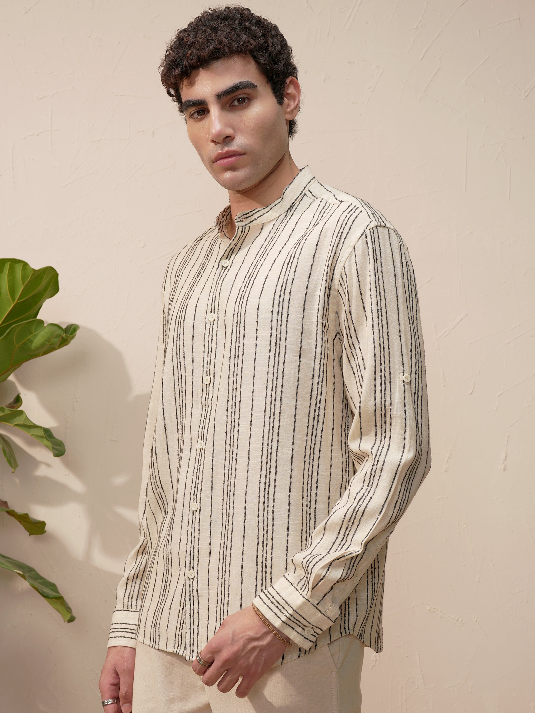 Highlander Men Green Striped Relaxed Fit Casual Shirt - Green - Image 4