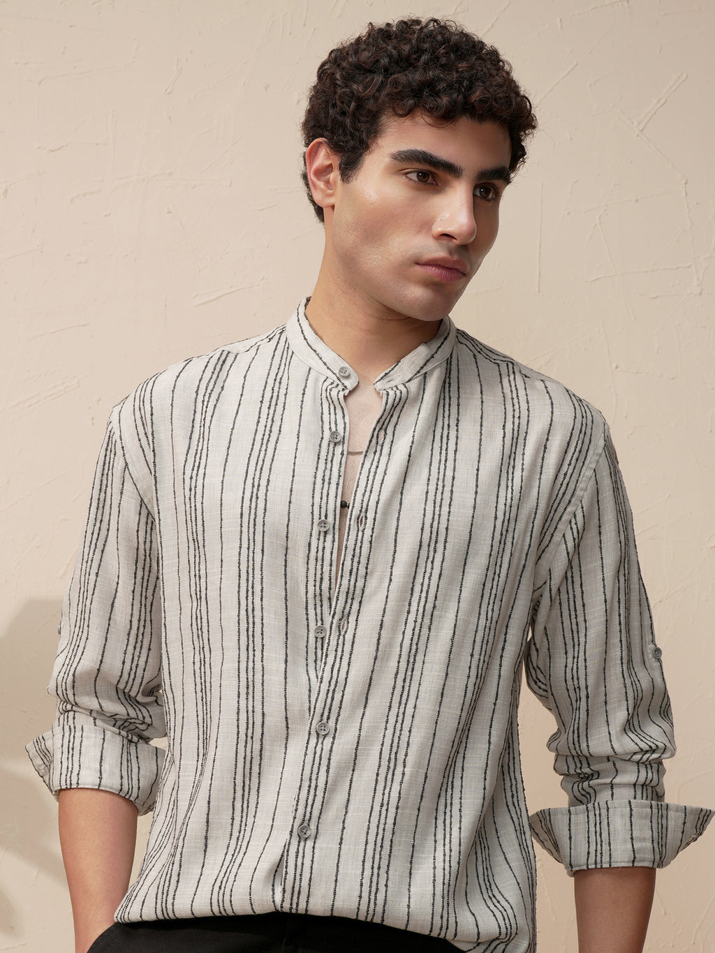 Highlander Men Grey Striped Relaxed Fit Casual Shirt - Grey - Image 1