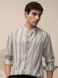 Highlander Men Grey Striped Relaxed Fit Casual Shirt - Grey - Image 1
