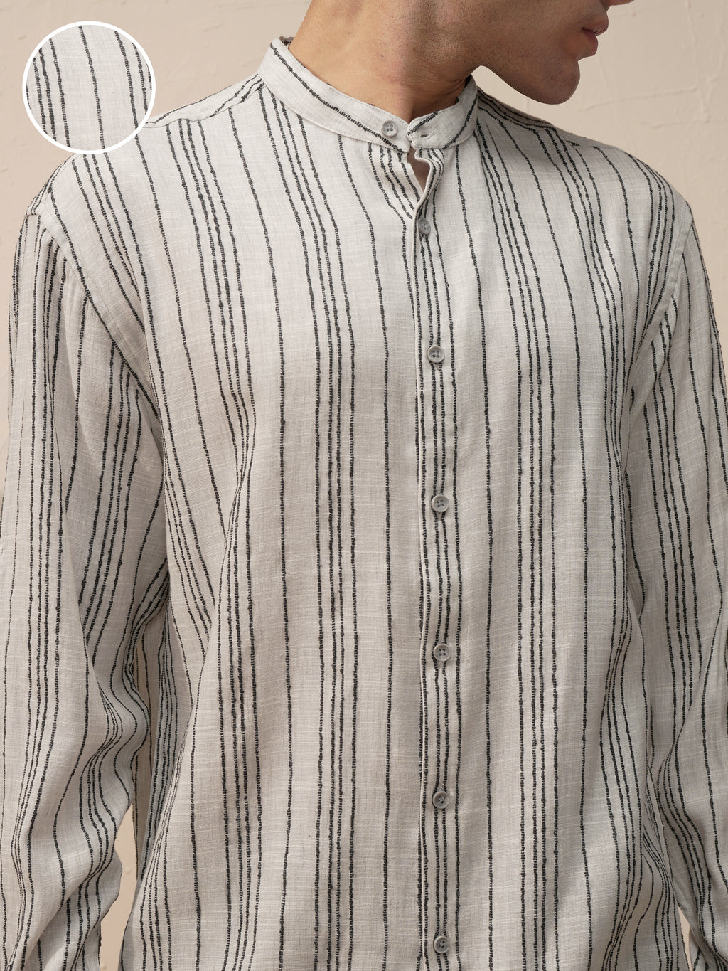 Highlander Men Grey Striped Relaxed Fit Casual Shirt - Grey - Image 5