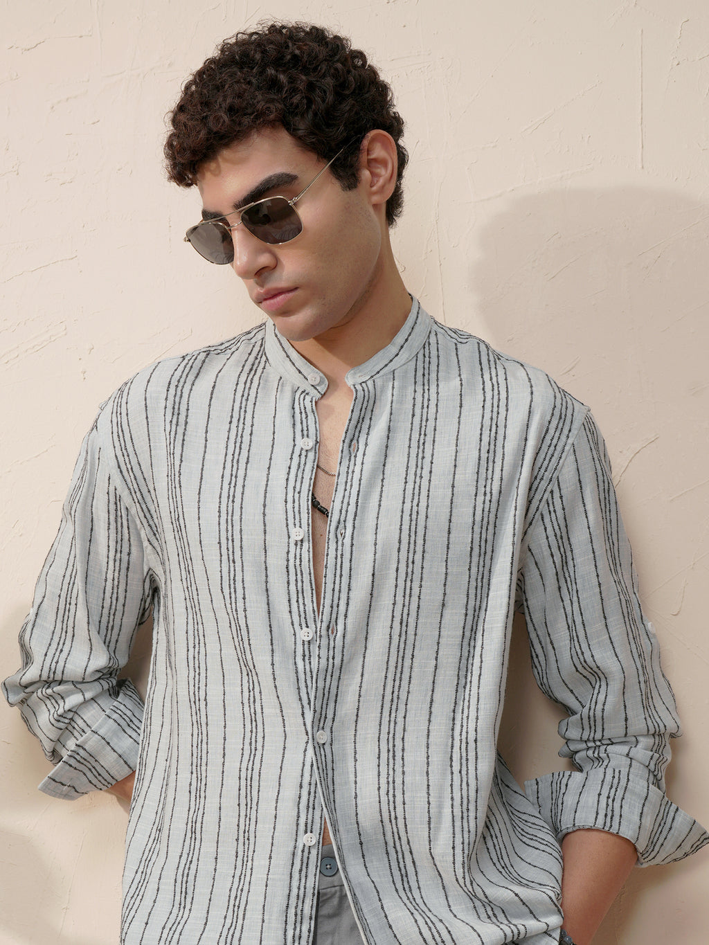 Highlander Men Blue Striped Relaxed Fit Casual Shirt - Blue - Image 1
