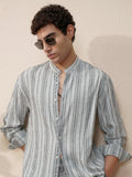 Highlander Men Blue Striped Relaxed Fit Casual Shirt - Blue - Image 1