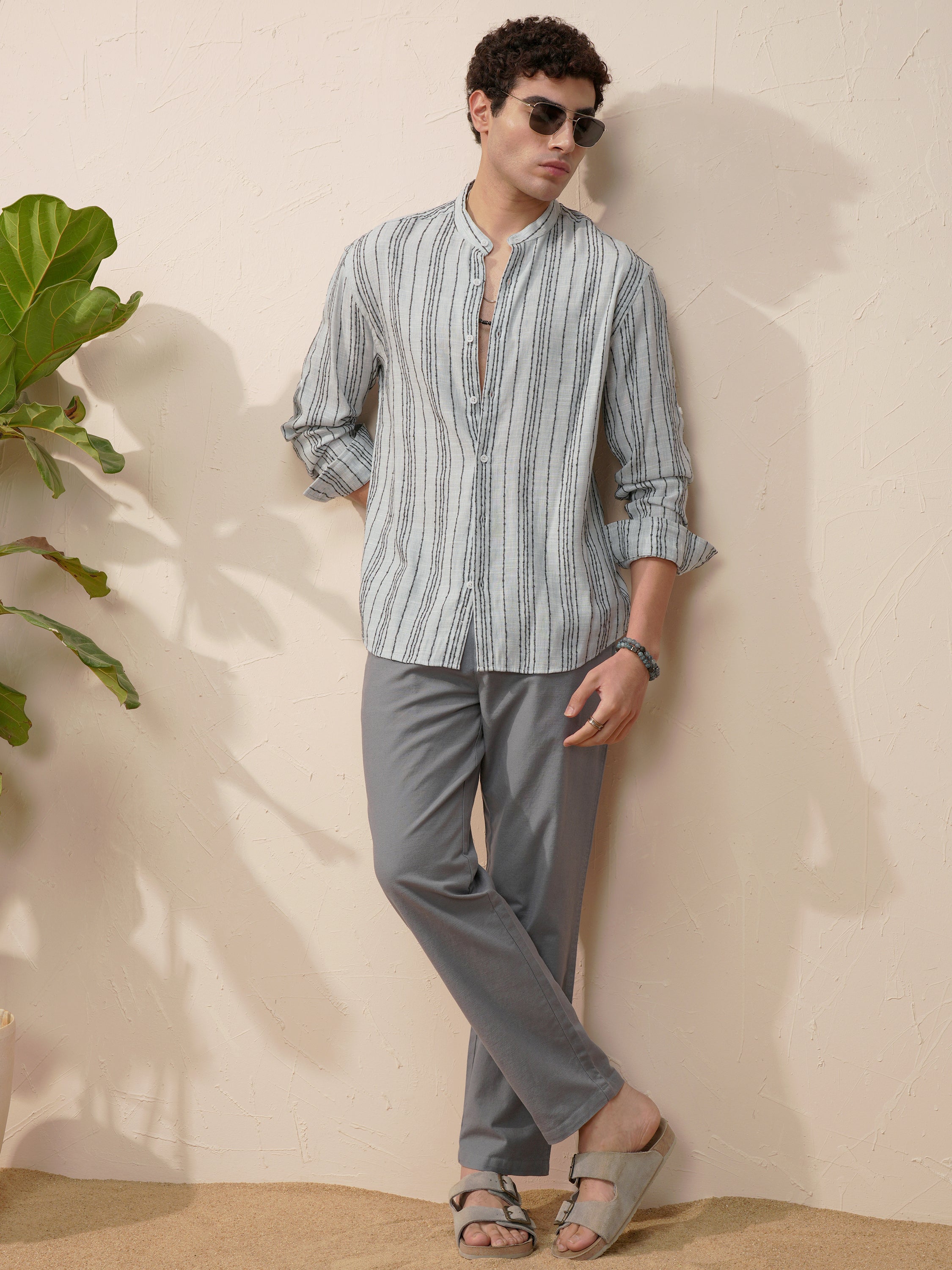 Highlander Men Blue Striped Relaxed Fit Casual Shirt - Blue - Image 2