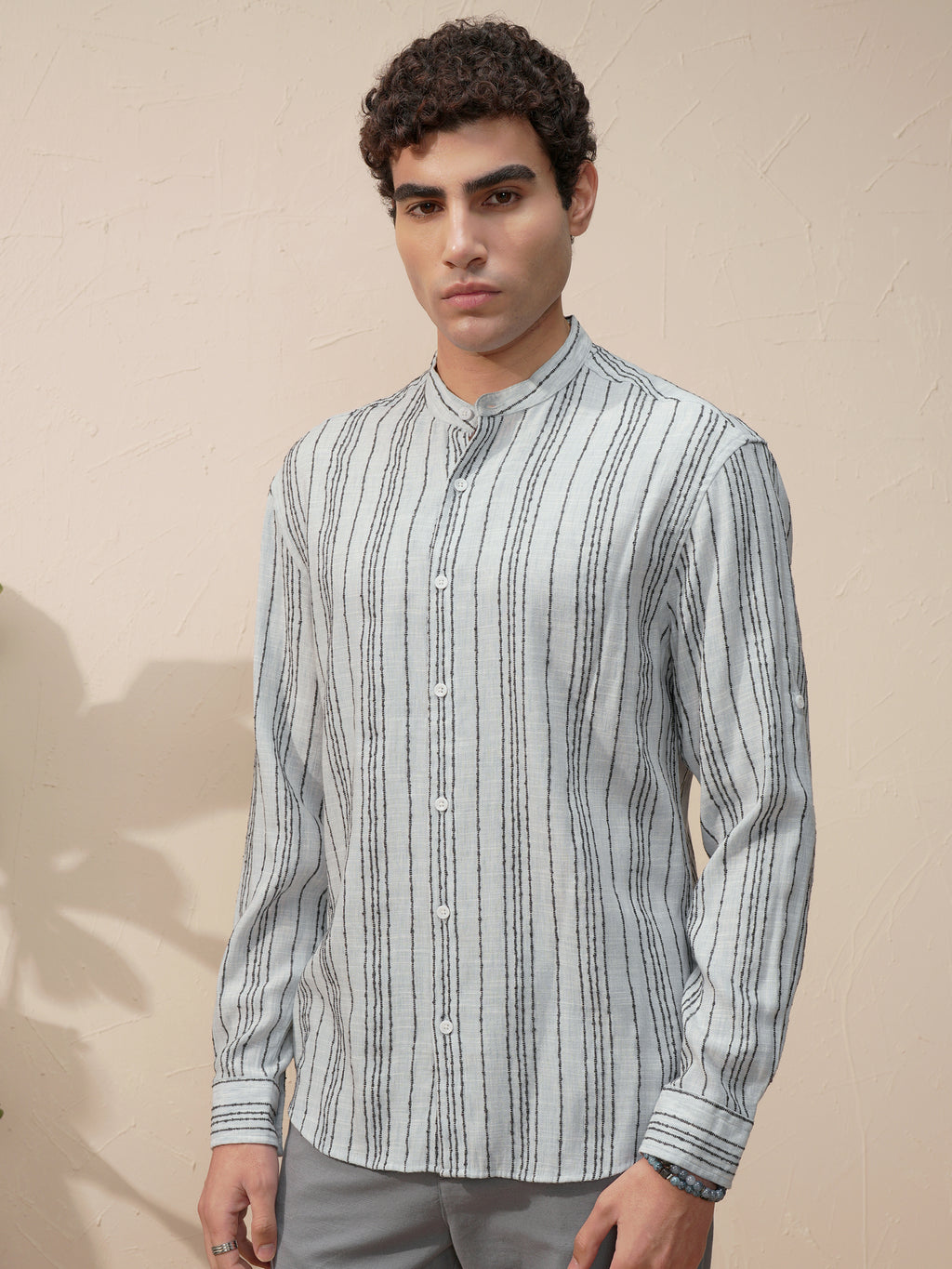 Highlander Men Blue Striped Relaxed Fit Casual Shirt - Blue - Image 4