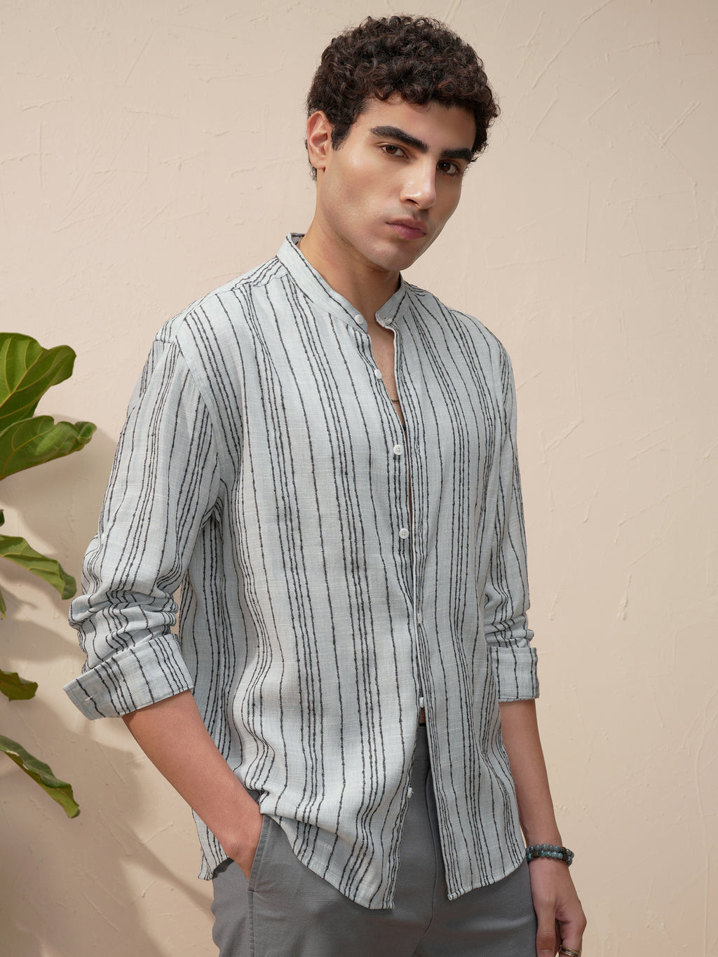Highlander Men Blue Striped Relaxed Fit Casual Shirt - Blue - Image 6