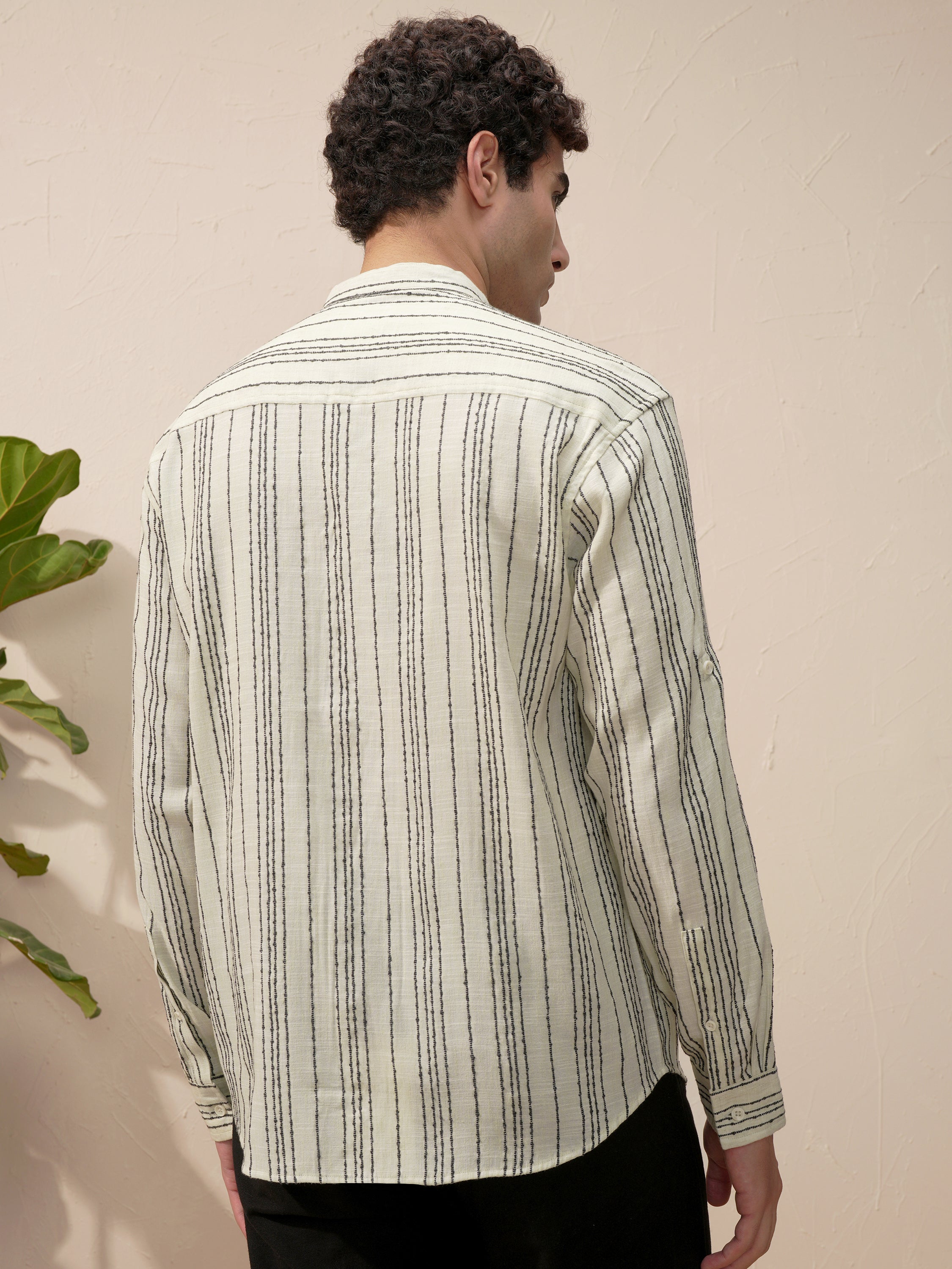 Highlander Men Green Striped Relaxed Fit Casual Shirt - Green - Image 3