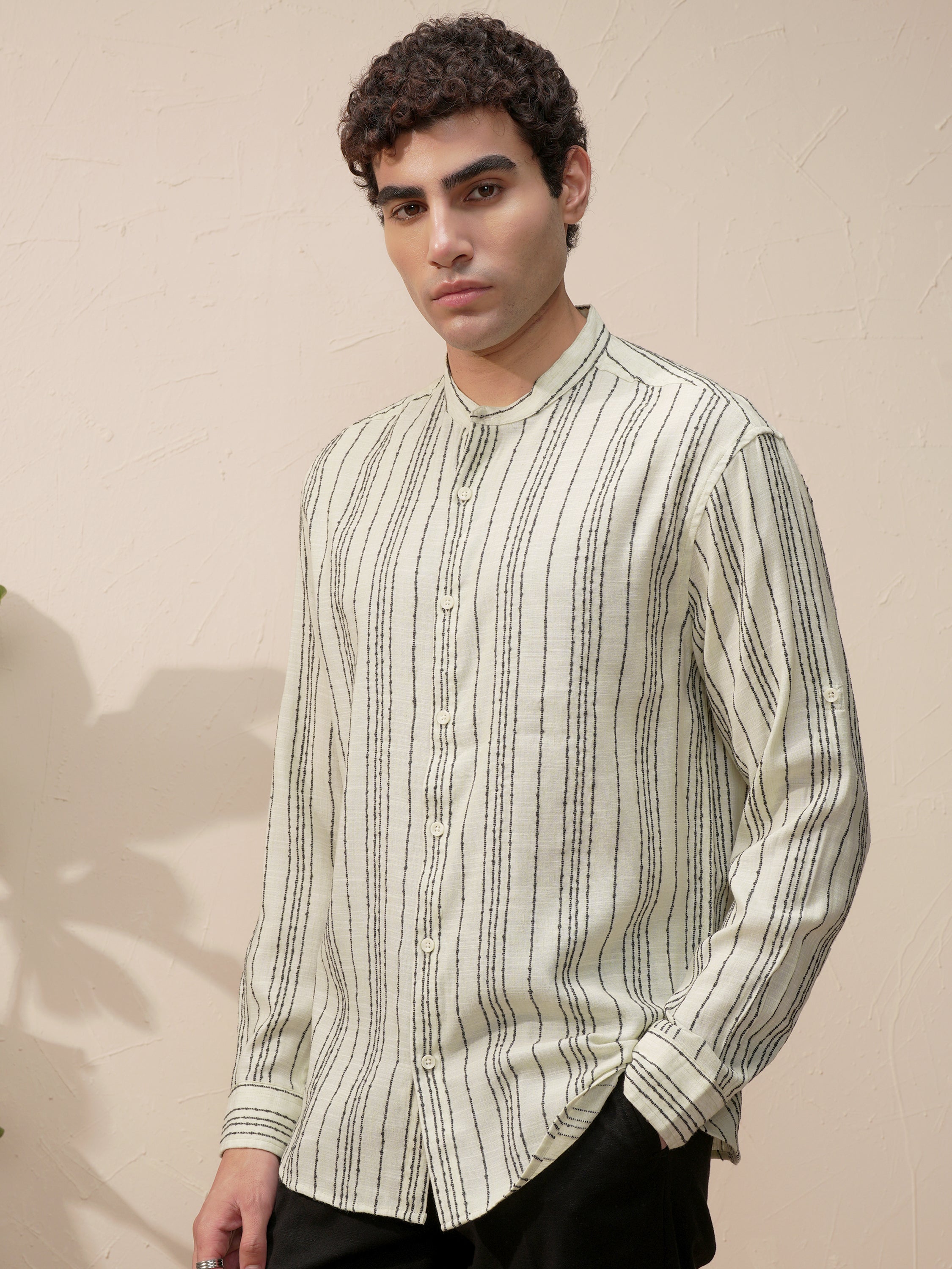 Highlander Men Green Striped Relaxed Fit Casual Shirt - Green - Image 4